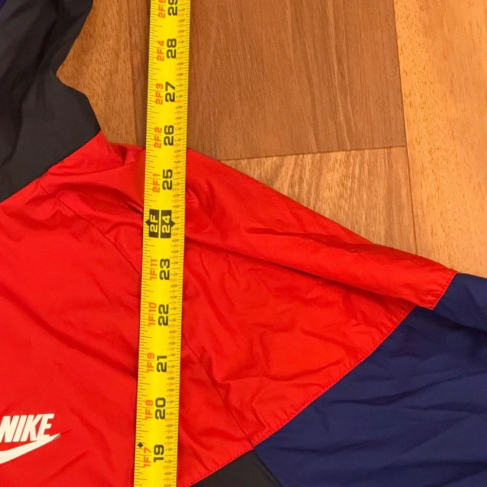 Nike Windbreaker Blue & Red Full ZIp Hooded Jacket Men's Size Large